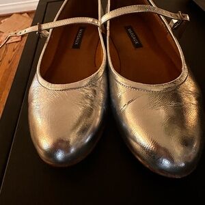 Margaux Demi Jane Silver Crinkle Mirror Flats